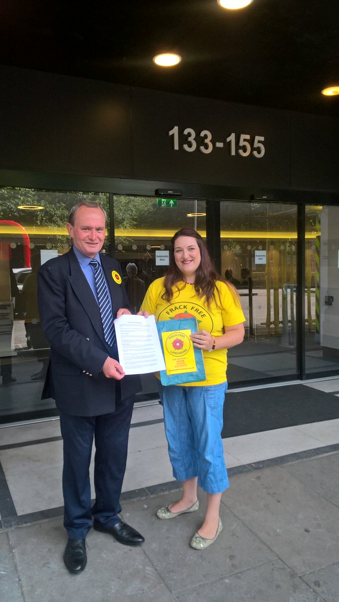 The amazing @Lady_ClaireUK handing in a petition with 5,000 signatures urging @PHE_uk to review health impacts of fracking #DontFrackLancs