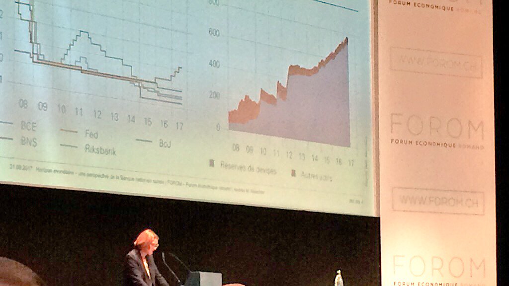 LaurenceSuisse's tweet photo. "Le dev. des crypto-monnaies est vu comme positif par la #BNS mais doit venir du sect privé" #FOROM2017 https://t.co/l5uDX2wHWz