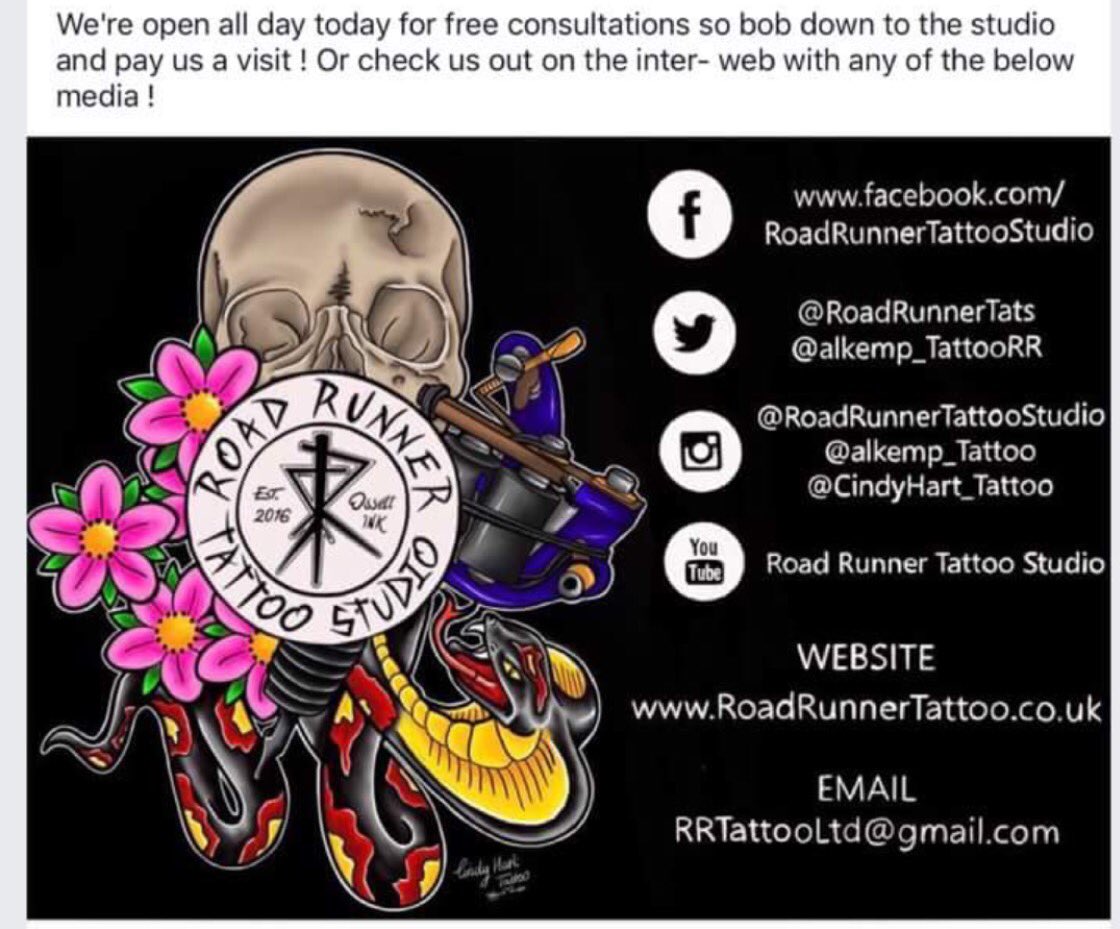 Roadrunnertats's tweet photo. #tattoo #tattooshop #ossett #skulltattoo #flowertattoo #tattoomachine #snaketattoo #girlswithtattoos #guyswithtattoos https://t.co/gH6VP1Eeyg