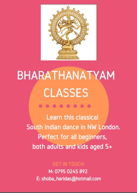 Starting #bharathanatyam dance classes for kids and adults in NW. DM me if of interest <a href="/KensalRises/">Kensal Rise</a> <a href="/NW10KTRA/">Kensal Triangle RA</a> <a href="/ParkLifeBlog/">Park Life, NW London</a> @KilburntoKensal