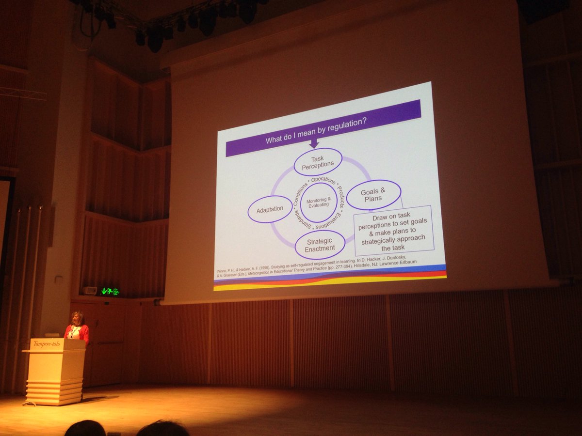 JonnaMalmberg's tweet photo. @AllysonHadwin's keynote about regulated learning - classical 4-phase model. Simple, but difficult #EARLI2017 https://t.co/s2YLU3xaOw
