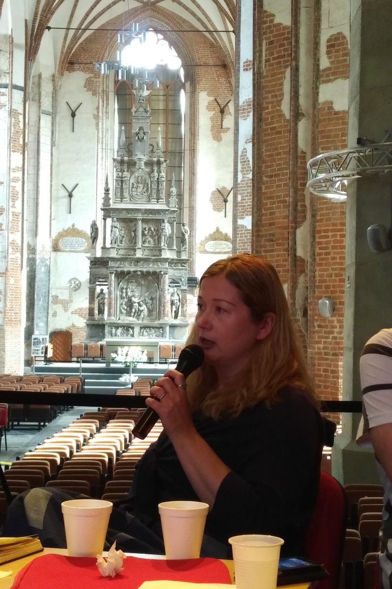 tsBeall's tweet photo. Prof Katarzyna Kosmala asks #RiverCitiesNetwork seminar re: how #heritage discourses can b opened / made more flexible (in a gorgeous venue) https://t.co/LFQCrmdZvF