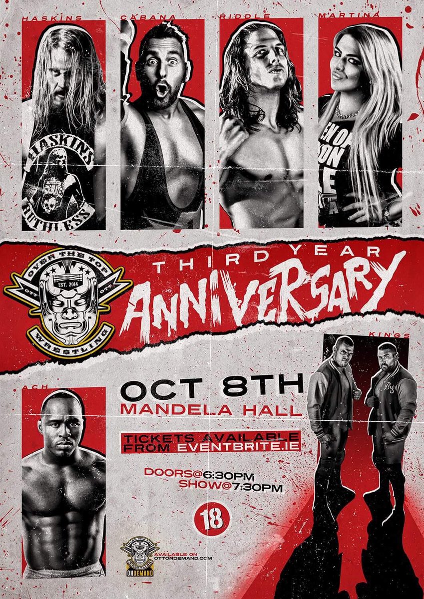 OTT_wrestling's tweet photo. Details of our 3rd YEAR ANNIVERSARY weekender. 
Including the first ever OTT BUS TRIP to Belfast ! #🚌 #OTT #OnlyTheBest https://t.co/otXThQWo1R