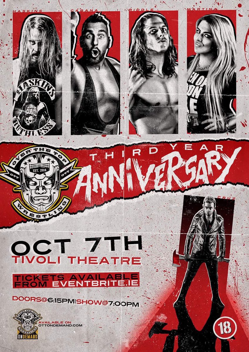 OTT_wrestling's tweet photo. Details of our 3rd YEAR ANNIVERSARY weekender. 
Including the first ever OTT BUS TRIP to Belfast ! #🚌 #OTT #OnlyTheBest https://t.co/otXThQWo1R