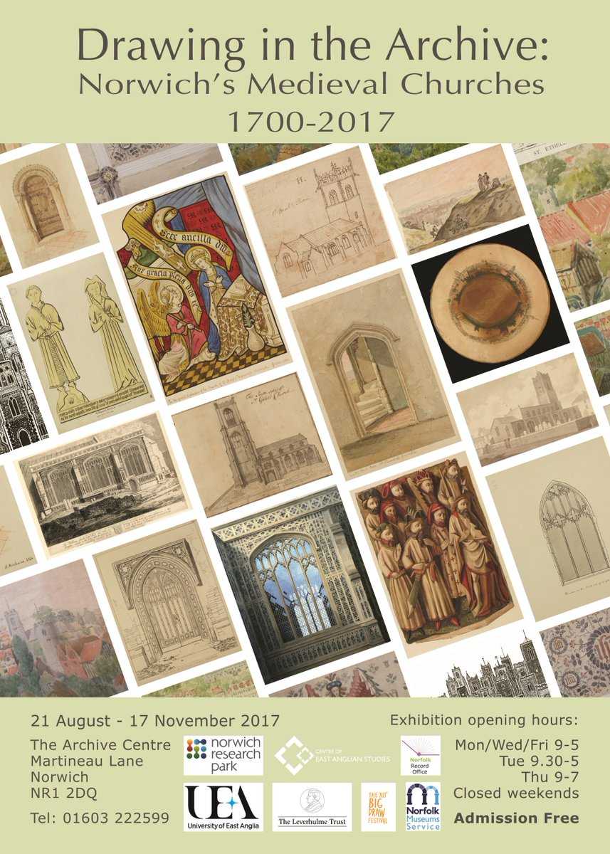 New exhibition Drawing in the Archive: Norwich's Medieval Churches 1700-2017 is open! Accompanying catalogue only £3. #drawingchurches