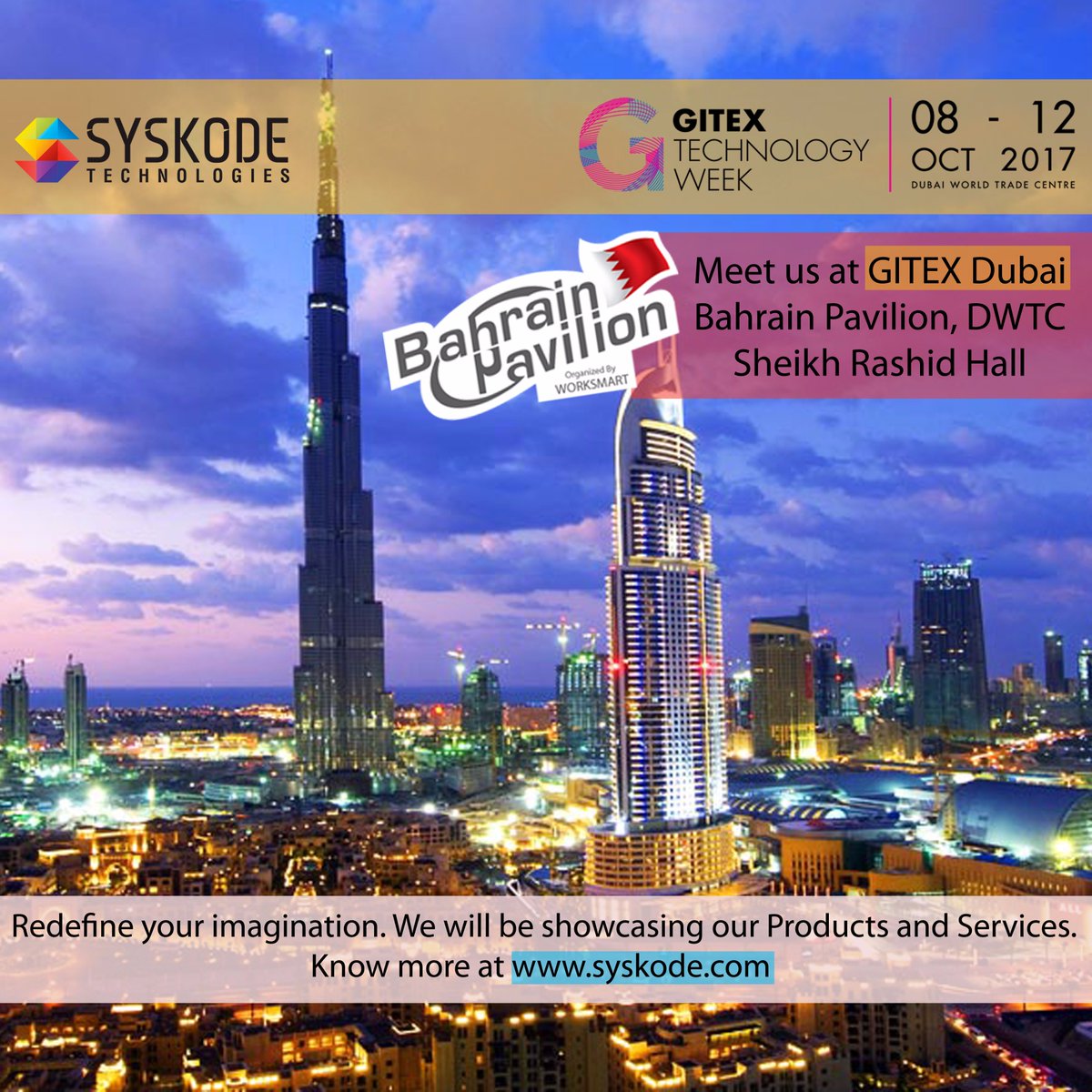 niharikanand's tweet photo. Meet us at #GITEX2017 from 8th - 12th October, 2017
https://t.co/ylqKP4ZYcB

#Syskode #Technology #Dubai #VirtualReality #InternetOfThings https://t.co/DY7XH8WNXf