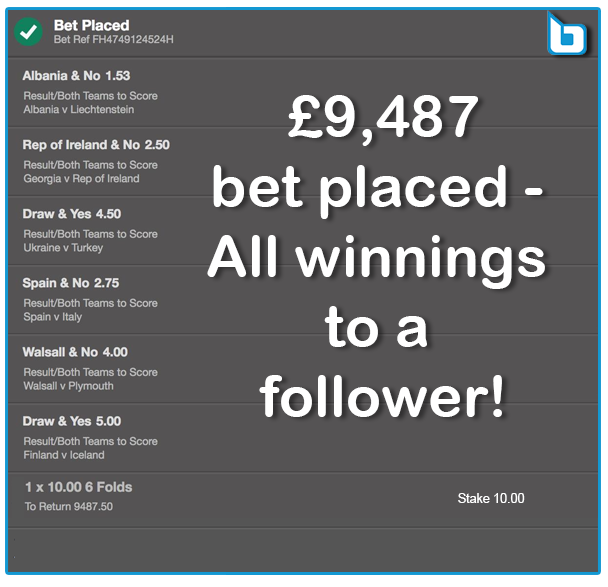 BookieBoostApp's tweet photo. £9,487 Saturday acca bet placed &amp; we’ll GIVE the winnings away to a follower who retweets this! 💰⚽️🤞 Bet details>>https://t.co/ZLfpcuzPaF 😎 https://t.co/lGC3II4Zb1