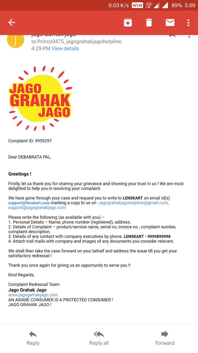 meTheRealPRINCE's tweet photo. @Lenskart_com @peyushbansal @babagolmal @UfterYou @jagograhakjago Got rply frm JagoGrahakJago, will tke it further n drag out those rascals 2 d court.Lesson needs 2 be taught #BoycottLenskart #ShamlessCEO https://t.co/HSw7ynaqST