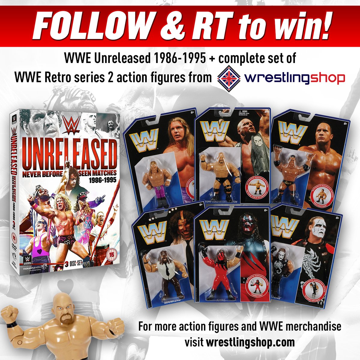 WWENetflixNews's tweet photo. Today's your last chance to FOLLOW &amp; RT to #WIN our awesome retro #competition bundle with @wrestlingshop!! https://t.co/EiXxgYoRWv