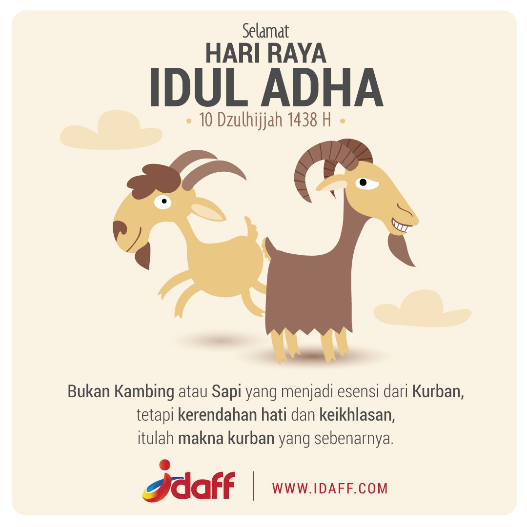 idaffnetwork's tweet photo. Kami segenap IDAFF Team mengucapkan " Selamat hari raya Idul Adha 1438 H." Tulus dalam mengabdi dan ihlas dalam berbuat. https://t.co/7YolOi7dqs