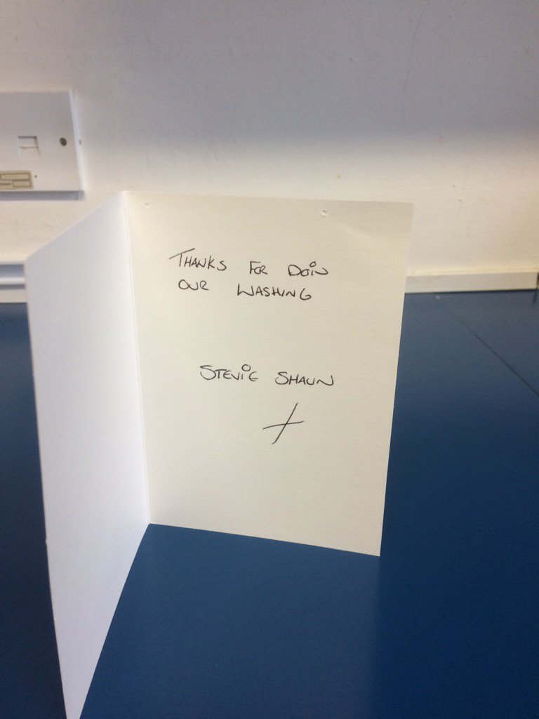 Thank you from 2 of our guests for doing their washing-that's £5 for Gosh