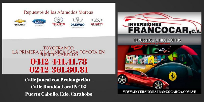 francocarc_a's tweet photo. Todo para tu vehículo lo consigues aquí ➡Inversiones Franco Car⬅ https://t.co/ruUTqIkrec Calle Juncal con Prolongación #PuertoCabello https://t.co/YN7yuhVv2B