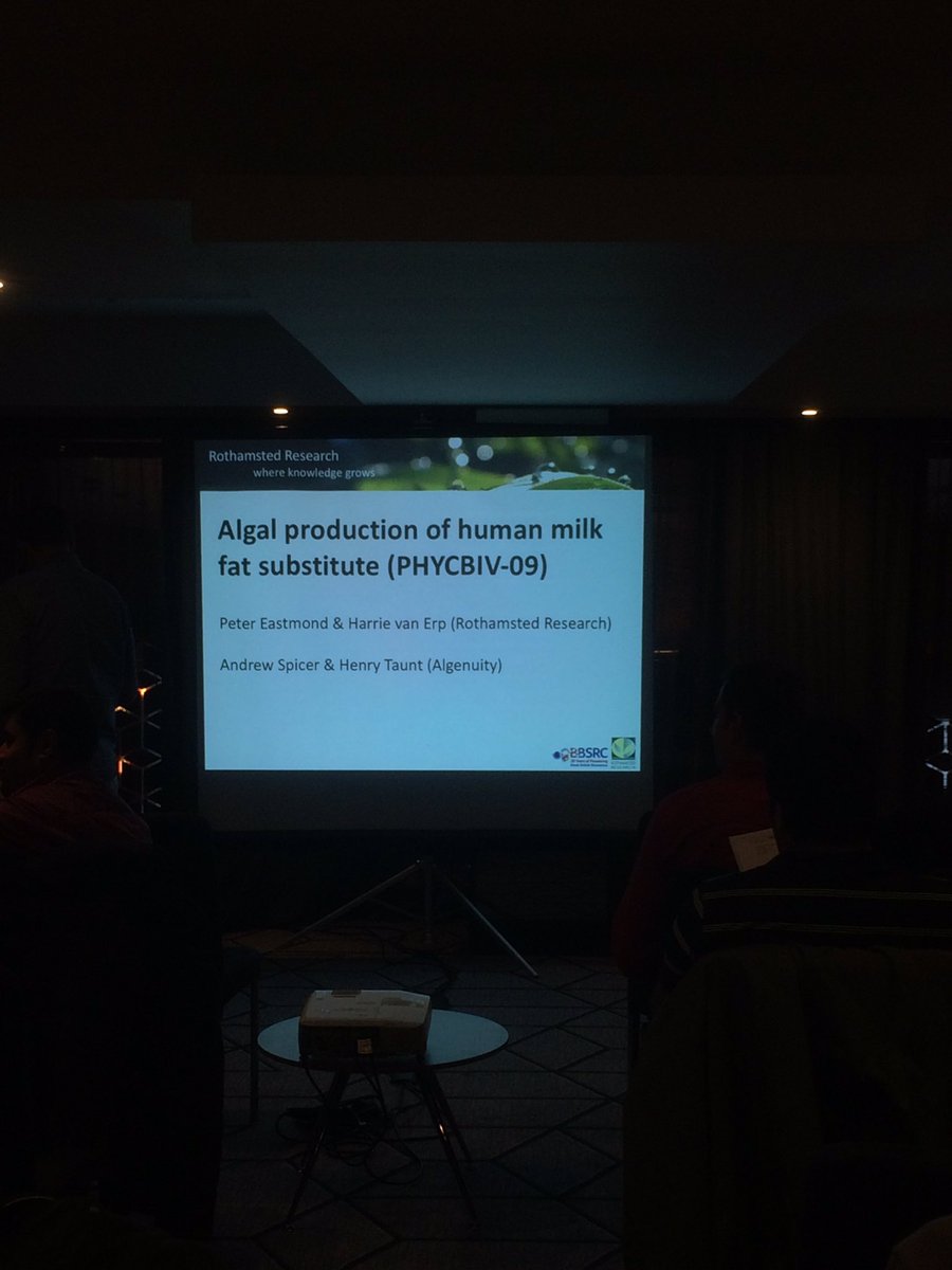 VariconAqua's tweet photo. Talk from Peter Eastmond and Harrie van Erp about using algae to produce a substitute human milk fat #algae #research #aquaculture #phyconet https://t.co/hMthZ6xWVM