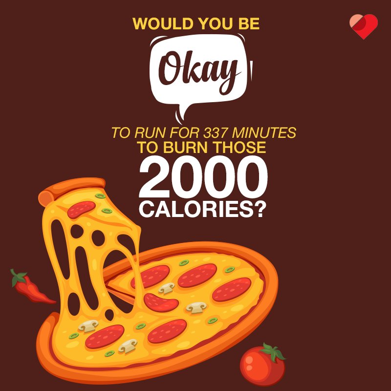 GetKyored's tweet photo. It takes 337 minutes of exercise to burn that pizza you ate over the weekend. Eat wisely.
#Getkyored #EatHealthy #HealthyFood #Calories https://t.co/5X7yg7vSqm