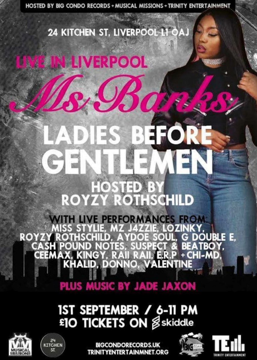 CashPoundNotes's tweet photo. This Friday we are supporting @MsBanks94 live @ @24KitchenStreet as part of @BigCondoRecords tickets on @skiddle 💯🔥🔥👀 https://t.co/iXe0HwgQF9