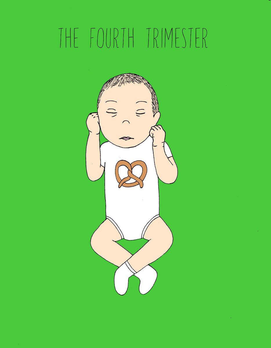 ITAVBox's tweet image. Who's about to enter the #4thtrimester aka the #newbornphase aka the pretzel phase?  
Cred:: @milkricecomics