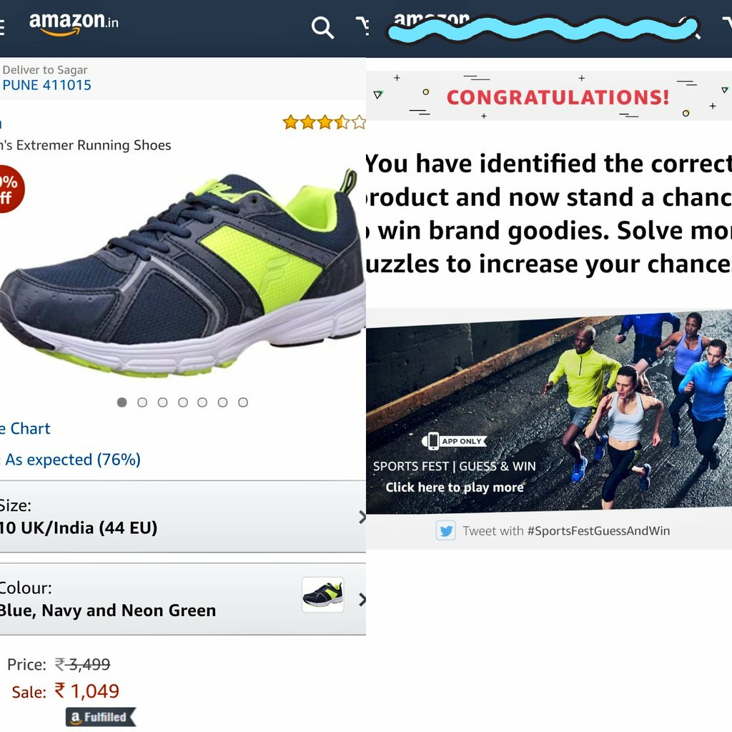 subhammitra1's tweet photo. Amazon this time I m hoping to get one of this. #sportsfestguessandwin https://t.co/Dfg7p9SMq0