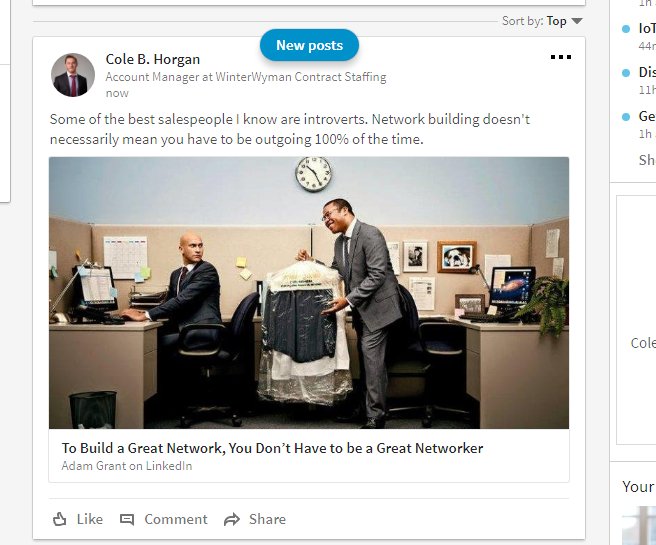 ColeFromWW's tweet image. Some of the best #salespeople I know are #introverts.