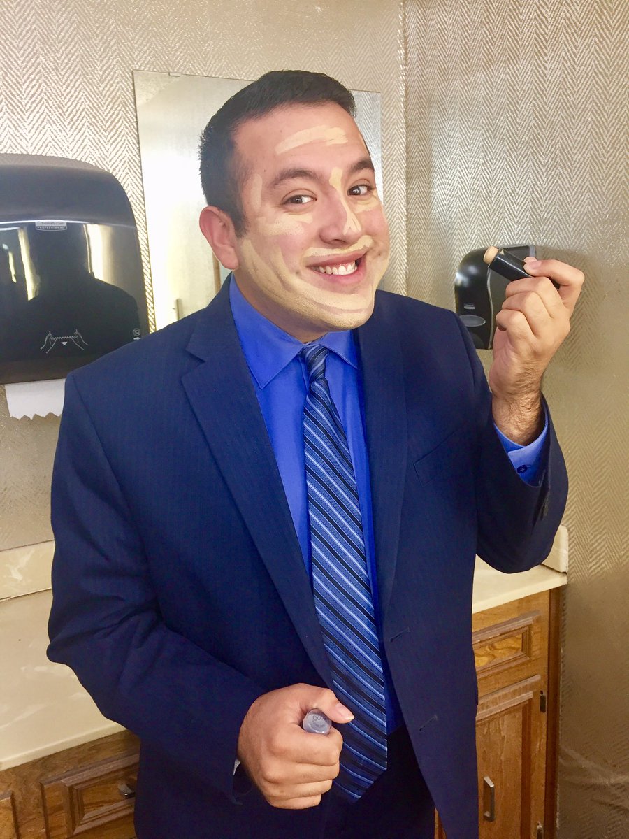 AvaKauz's tweet photo. Apparently my co-anchor @JakeGarciaTV isn't the natural beauty he claims to be...#whoknew? #makeupmiracles https://t.co/av7542WV6a