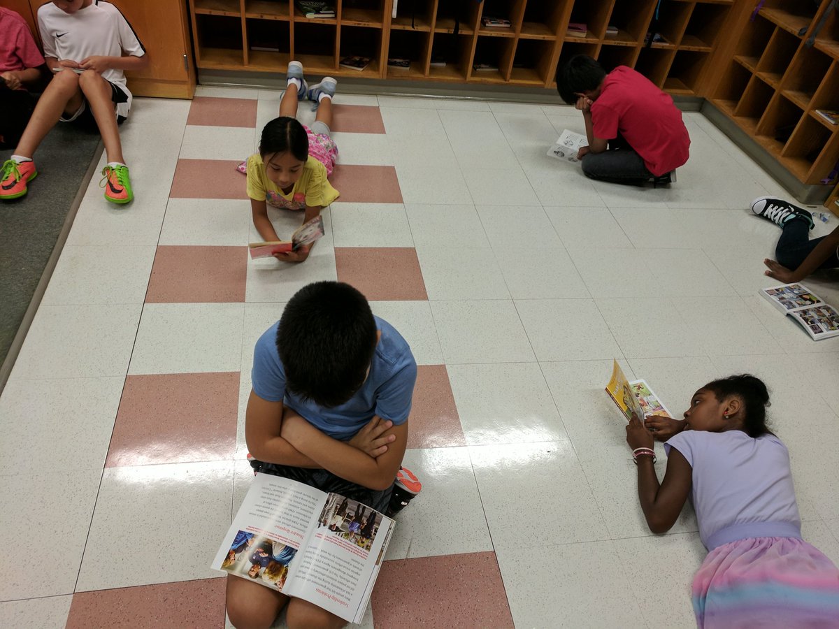 MsKeshava's tweet photo. Readers choose a comfortable spot for independent reading #HornetsHelpingHornets https://t.co/F35BpJzo7a