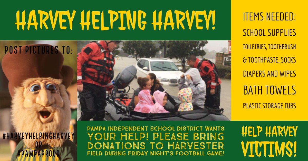 wilson_wolves's tweet photo. Opportunity to help Hurricane Harvey victims!
#HarveyHelpingHarvey #PampaProud https://t.co/hSFimwg8PS