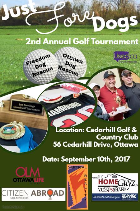 Register now for <a href="/FreedomDogCA/">Freedom Dog Rescue</a> Just Fore Dogs Golf Tournament Sept 10 - proudly supported by #UsedOttawa freedomdogrescue.ca/just-fore-dogs… #ottawa