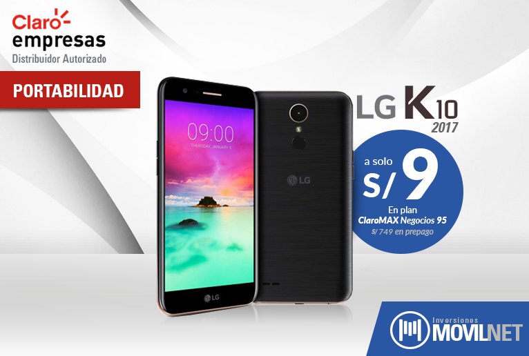 Inv_Movilnet's tweet photo. #Portabilidad #LG K10 2017 adquiere un Smartphone en plan #ClaroMax Negocios 95 #ClaroEmpresas #RedClaro → https://t.co/pJrycVkNDa https://t.co/0VpYBkpizv