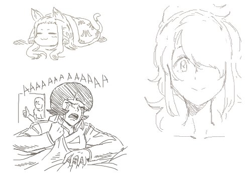Little Witch Academia and Pokemon Ultra Sun and Moon doodles. 