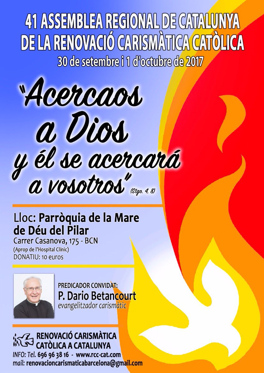 RccCatalunya's tweet photo. El P. Dario Betancourt en la Asamblea de la Renovación Carismática de Cataluña! 30 de septiembre y 1 de octubre en BCN! Te esperamos! https://t.co/idkIw6Iu2A