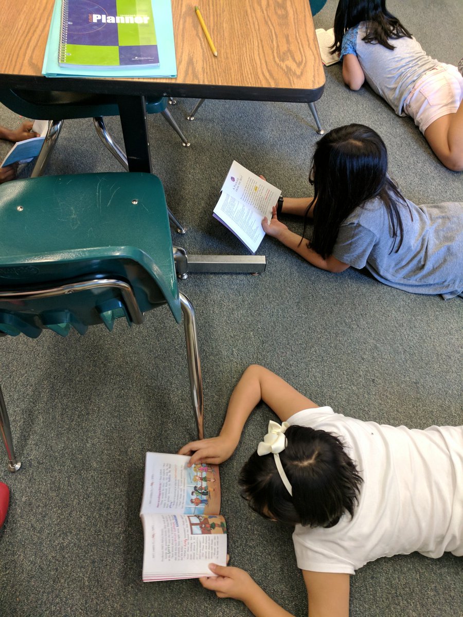 MsKeshava's tweet photo. Readers choose a comfortable spot for independent reading #HornetsHelpingHornets https://t.co/F35BpJzo7a