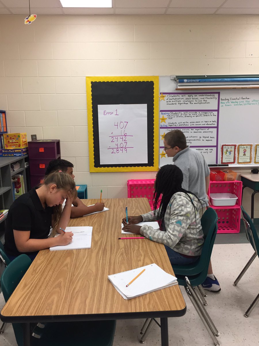 issirk09's tweet photo. Gallery Walk- find the multiplication error #MissionPossibleFLE #math #5thgrade https://t.co/wuYyi7xRB7