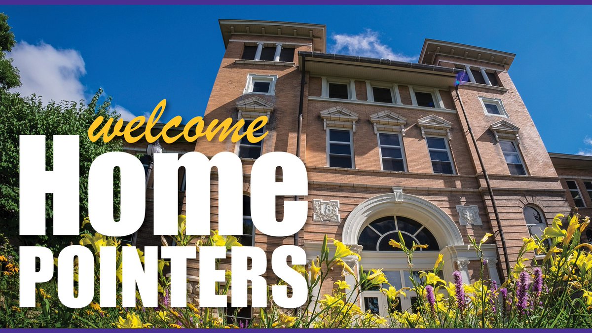 UWStevensPoint's tweet photo. #UWSPmovein starts today! Welcome home, Pointers! 🐶💜💛🎉 #UWSP #UWSPisHome https://t.co/tcF2my5yiw