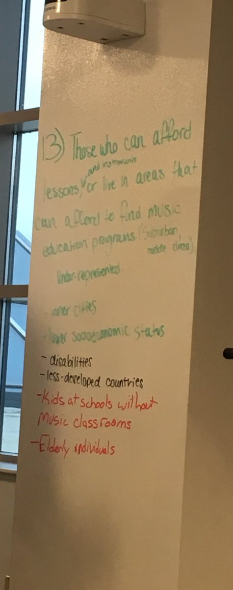 pennington_rach's tweet photo. Question: Which populations are represented in music education? Which are not/ under-represented? #jmumusiced https://t.co/9CLN6JpBmw
