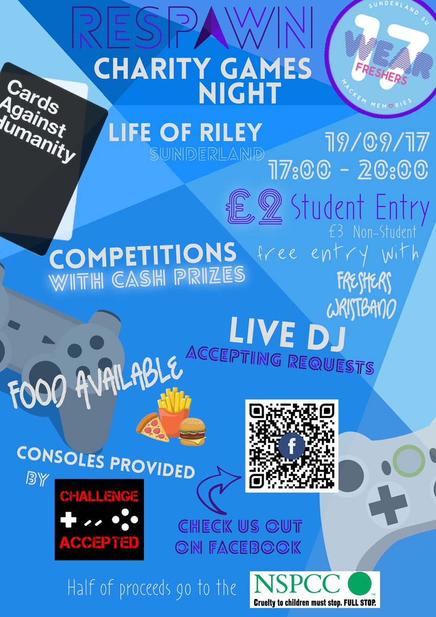 Respawn_Event's tweet photo. Great new everyone! We will be hosting an event at #WEARFreshers for more info https://t.co/vKTeGV9udM don't forget to bring your game! https://t.co/W1xRuQqNVi