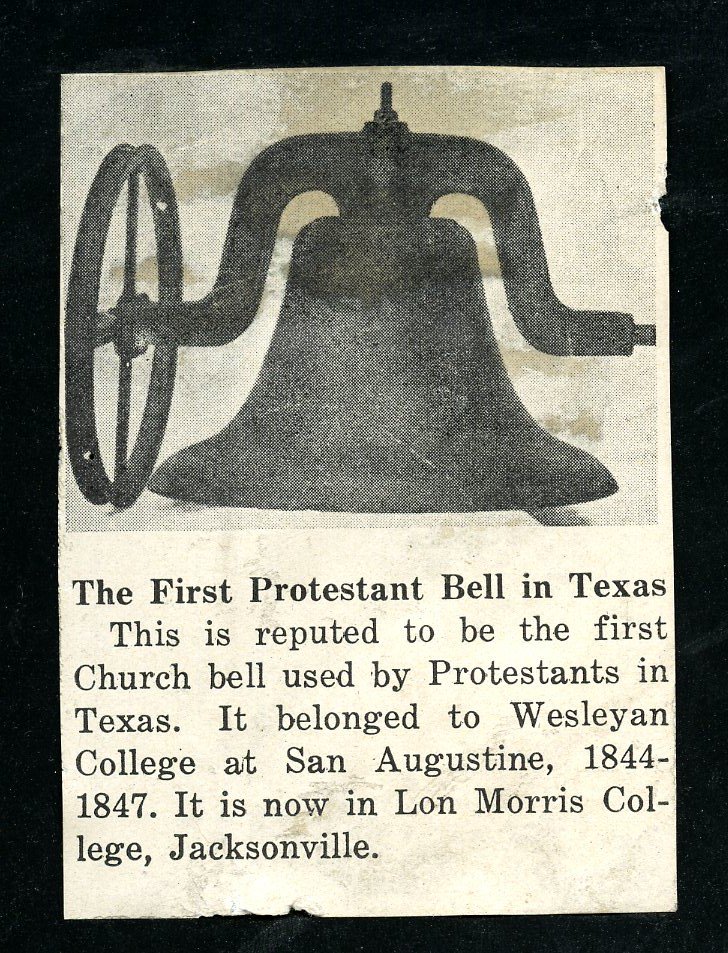 BridwellLibrary's tweet photo. Texas Methodist heritage: Wesleyan College Bell, 1844 #SanAugustine @PerkinsSMU @texashistorycom @UMCHistory                     @txumc https://t.co/QvnqkaOV30