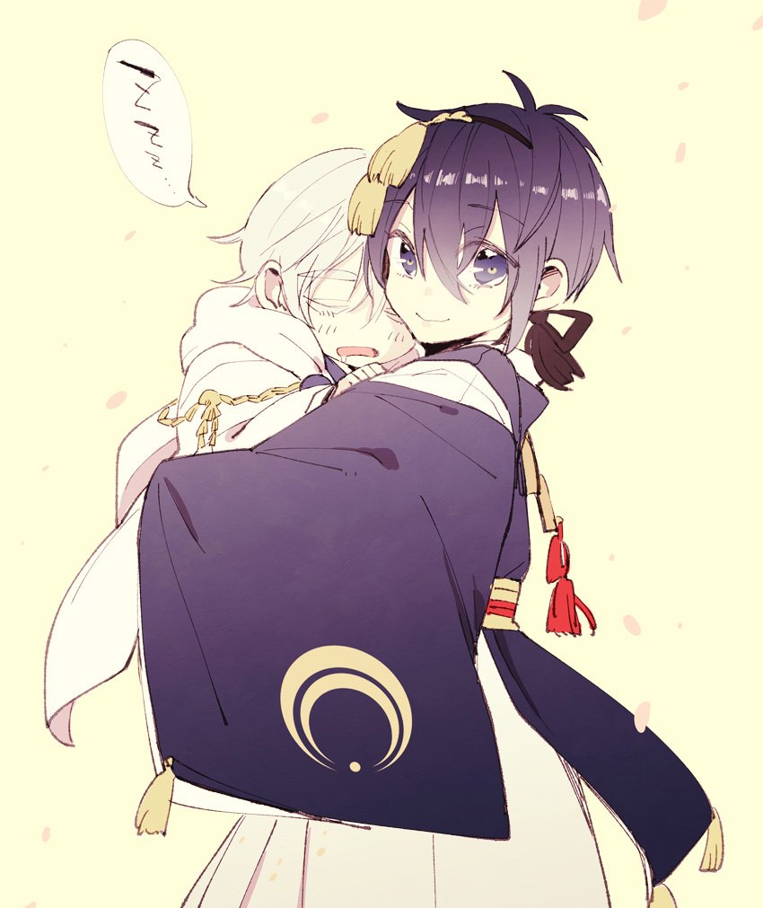 刀剣乱舞 幼少期の三日月宗近に抱っこされて眠る鶴丸国永 イラスト アニじょし 女性向けまとめサイト