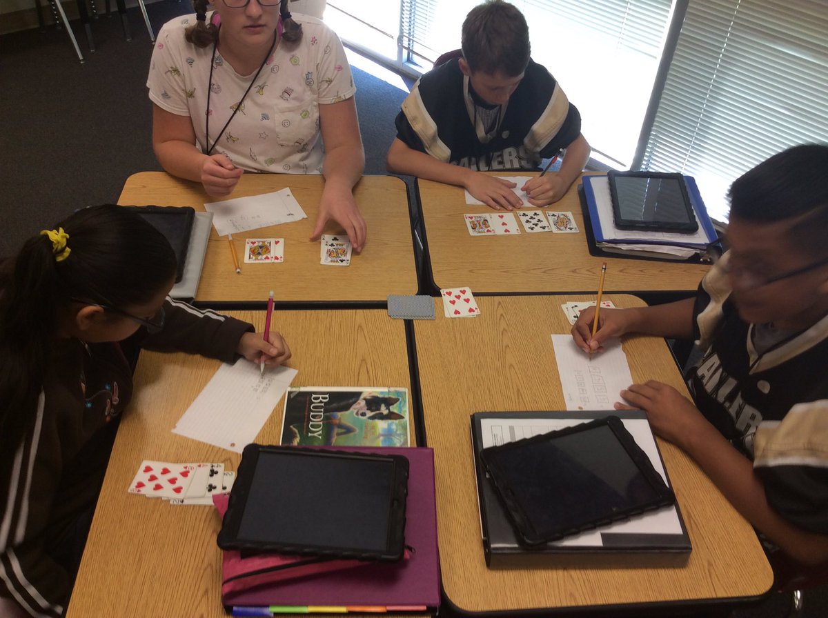 MathTate's tweet photo. Learning about additive inverses with an integer card game @cms7black #placetobe373 #chisholmpride https://t.co/zt0aOkfd3Y