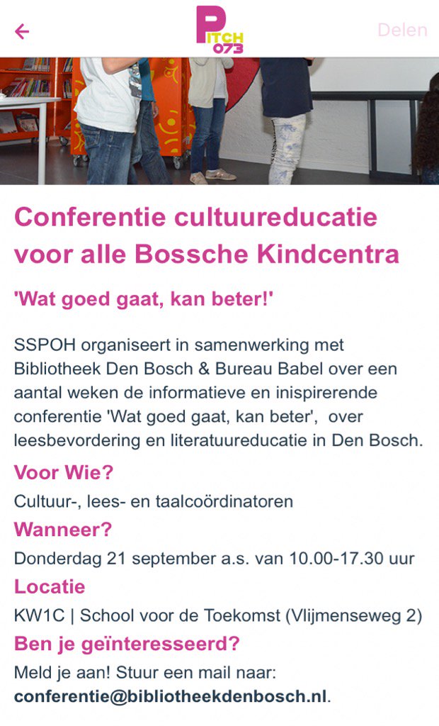Meld je aan voor de #conferentie #cultuureducatie door SSPOH ism @BiebDenBosch @BureauBabel  itunes.apple.com/us/app/pitch07…