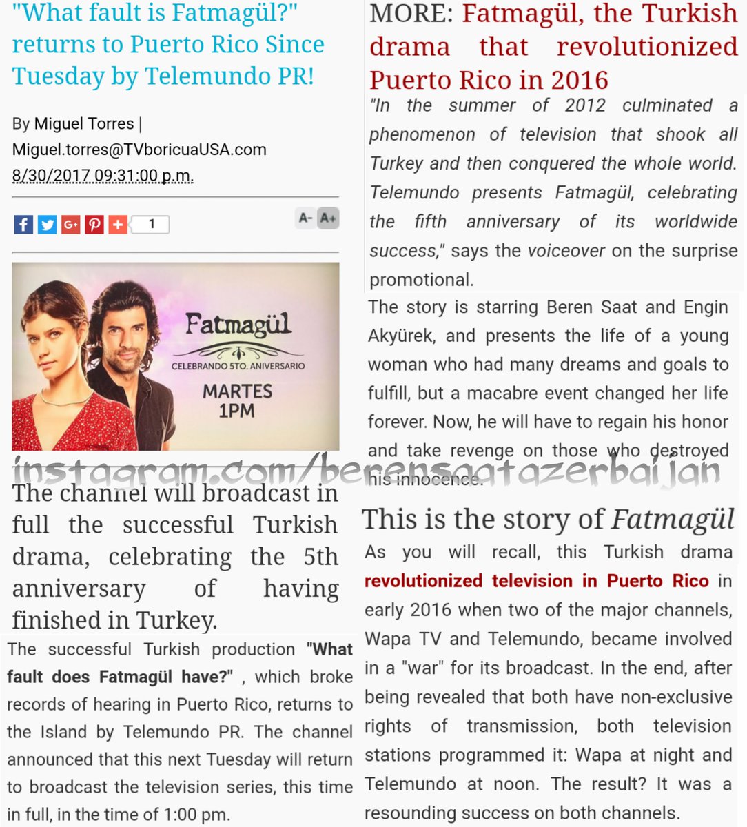 ShehlaSaat's tweet photo. @berensaat Legend series "Fatmagül" which broke rating records in Puerto Rico again will broadcasted by @TelemundoPR 👏💛
@eceyorenc @ayyapim 
#BerenSaat https://t.co/h7o1L1gYJ3