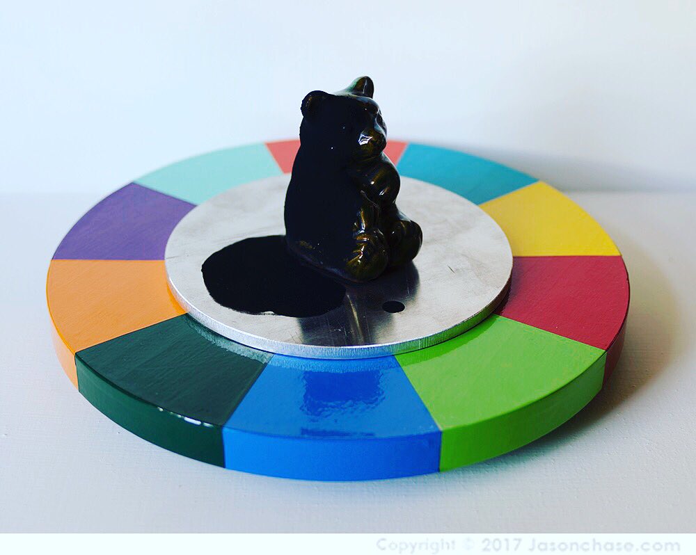 chasejason's tweet photo. “Black Earthen Ursa Study" #JasonChase and Holly Parker, (c) 2017, found ceramic with #SingularityBlack on aluminum, vinyl covered carousel https://t.co/soYF7gvInf