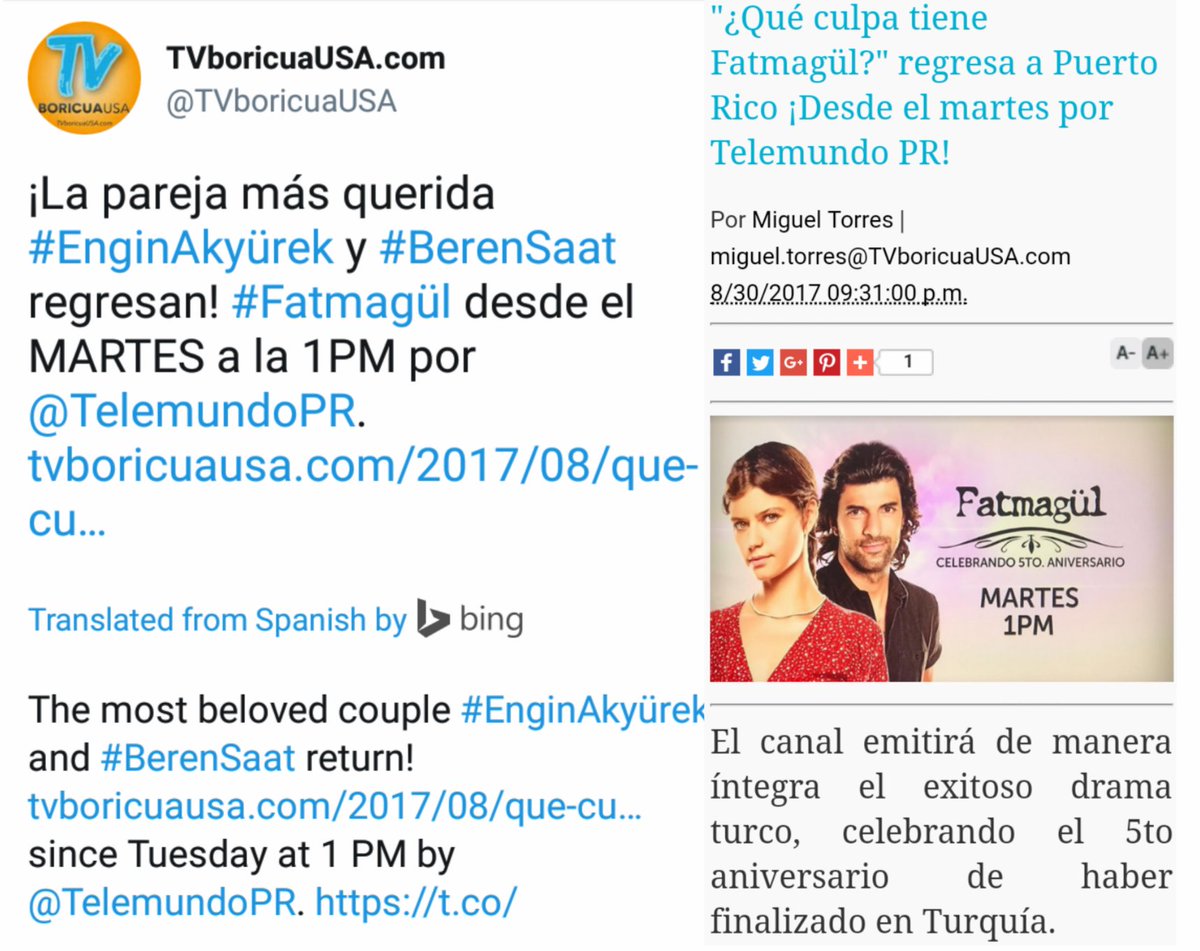 ShehlaSaat's tweet photo. @berensaat Legend series "Fatmagül" which broke rating records in Puerto Rico again will broadcasted by @TelemundoPR 👏💛
@eceyorenc @ayyapim 
#BerenSaat https://t.co/h7o1L1gYJ3