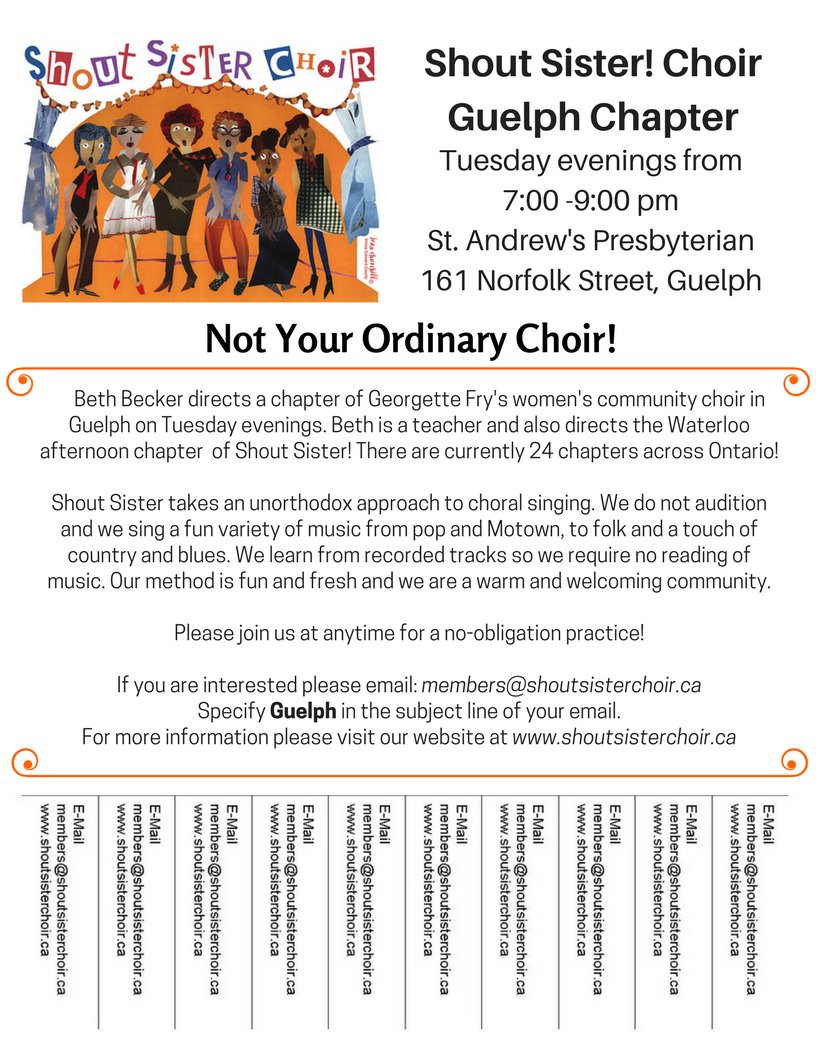 ShoutSister1's tweet photo. It's back to choir time! All Shout chapters except Orillia and Barrie start next week! Come see what all the fuss is about! https://t.co/cUcLMo1nDr
