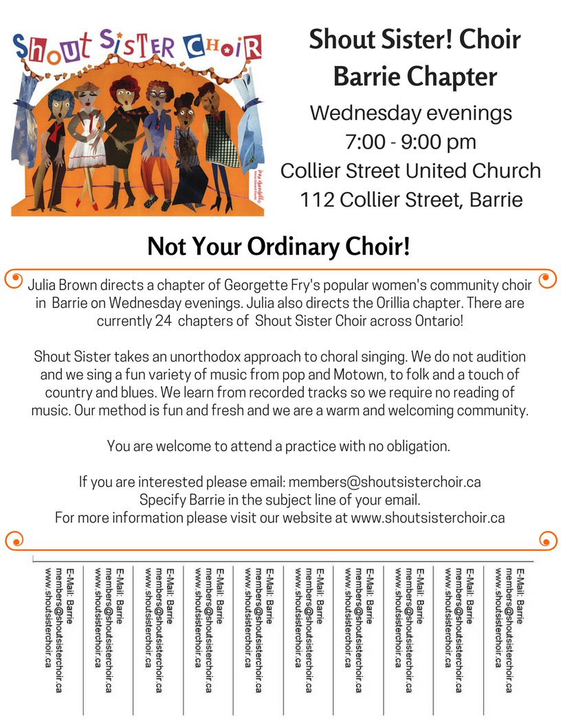ShoutSister1's tweet photo. It's back to choir time! All Shout chapters except Orillia and Barrie start next week! Come see what all the fuss is about! https://t.co/cUcLMo1nDr