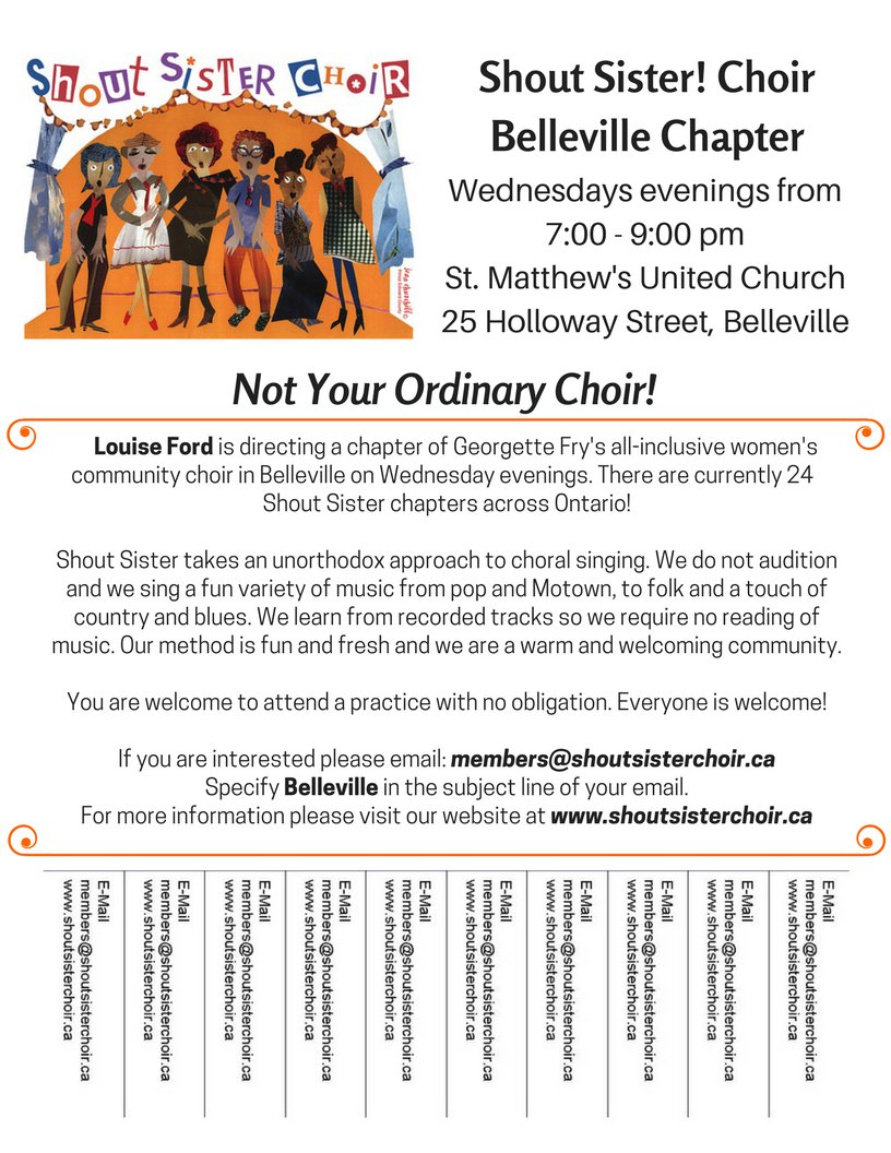 ShoutSister1's tweet photo. It's back to choir time! All Shout chapters except Orillia and Barrie start next week! Come see what all the fuss is about! https://t.co/cUcLMo1nDr