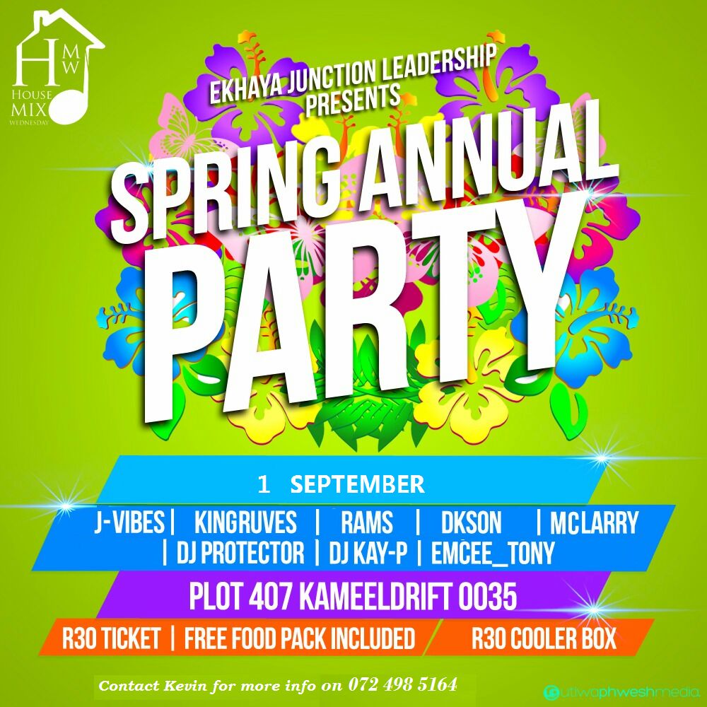 HMWsounds_'s tweet photo. Catch the entire squad tomorrow at the Spring Annual Party (Pretoria North) #SpringParty #partytime #histroyinthemaking https://t.co/jnk18oeFgr
