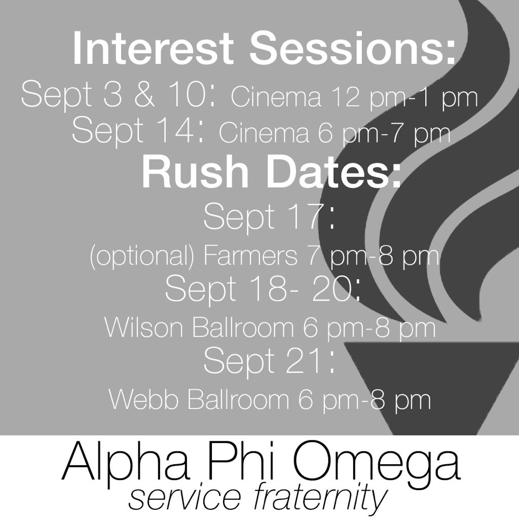 apomuxi's tweet photo. Interested in joining APO? Come to an interest session to find out what we're all about! https://t.co/g1hRT5ayQQ