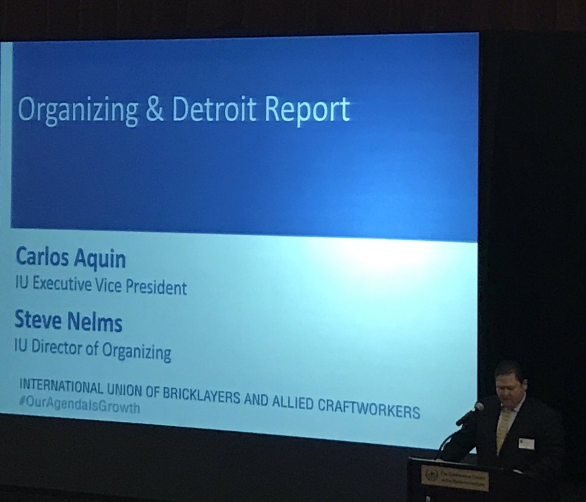 IUBAC's tweet photo. BAC Executive VP Carlos Aquin @joinBACunion to our Local leaders: #Organizing is our top priority; that is b/c #OurAgendaIsGrowth. #LLC17 https://t.co/vvFvqhpFgA