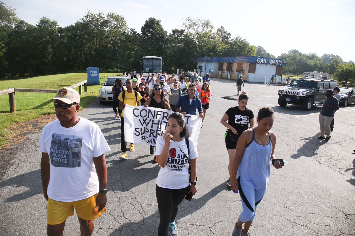 MarkRuffalo's tweet photo. Heading to Culpeper. Marching 18 miles today alongside these beautiful people. We the people have the power ✊️ #cville2dc 
📷: @roguephotonyc https://t.co/oMI1nX42gv