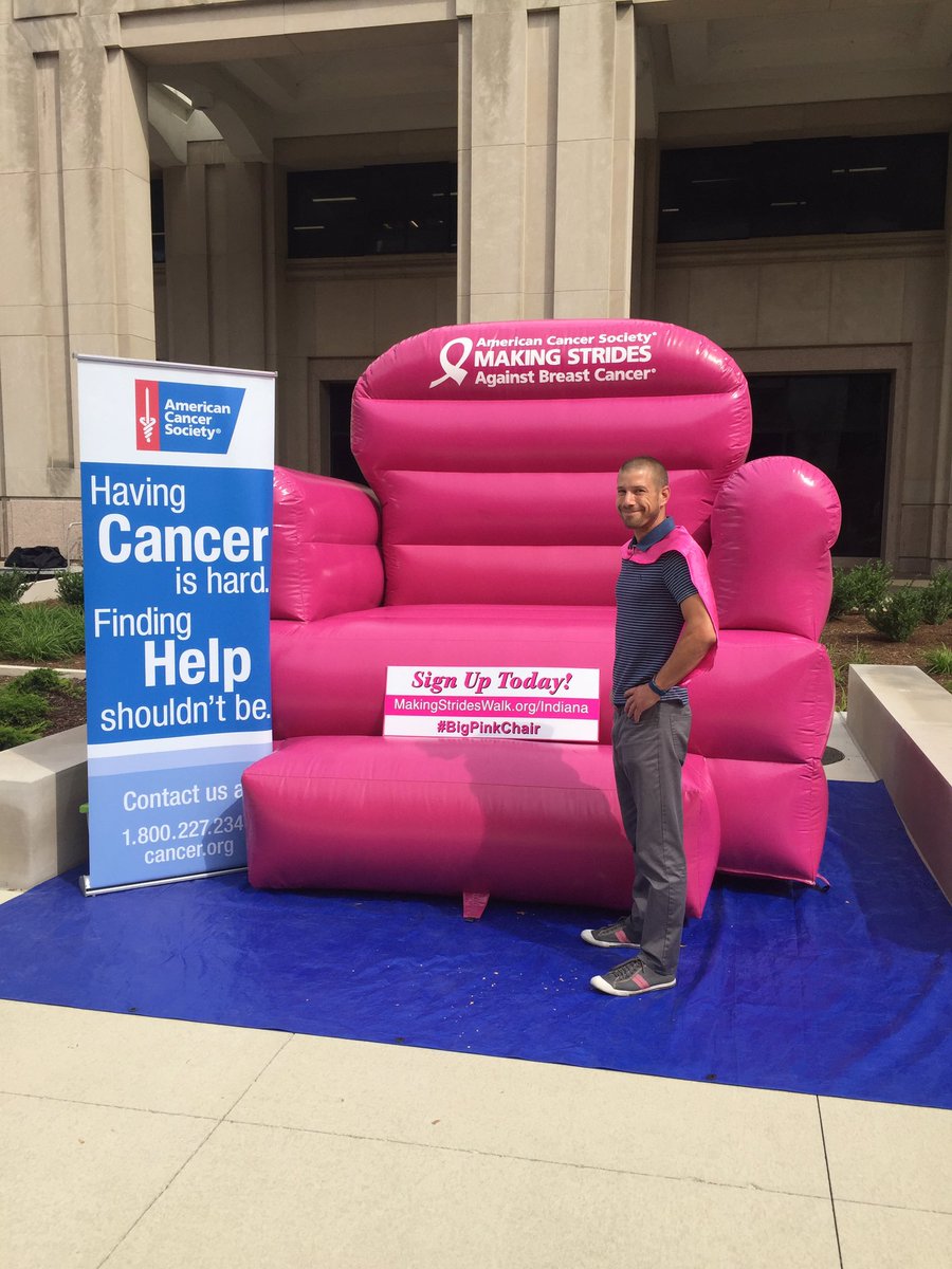 MSABCIndy's tweet photo. #BigPinkChair sighting in Indy!  In the government center plaza until 1pm! https://t.co/ZIqEtArXVf