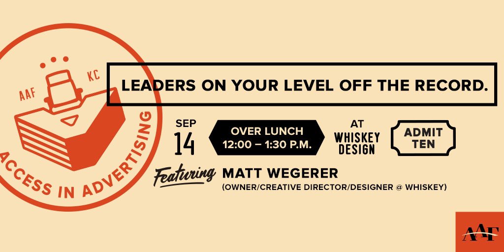 kcadclub's tweet photo. Never been to Access in Advertising? Make Access on 9/14 with @whiskeydesign your first! Tickets are going fast! https://t.co/3yFGkqAQWo https://t.co/RGhQoWxeSF